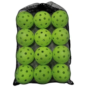 Floating Pickleballs – 40-Hole Outdoor Training Balls with Storage Net, 12-Piece Set