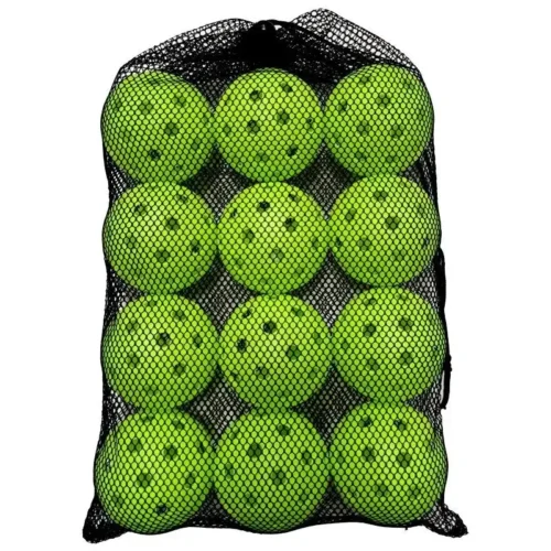 S44688219d5ab425ea86dda2ca98adbdeK.webp Floating Pickleballs – 40-Hole Outdoor Training Balls with Storage Net, 12-Piece Set